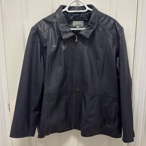 Navy leather jacket 3X